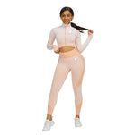 Sports Top Zipper And High Waist Pants For Running - Sleek_plug