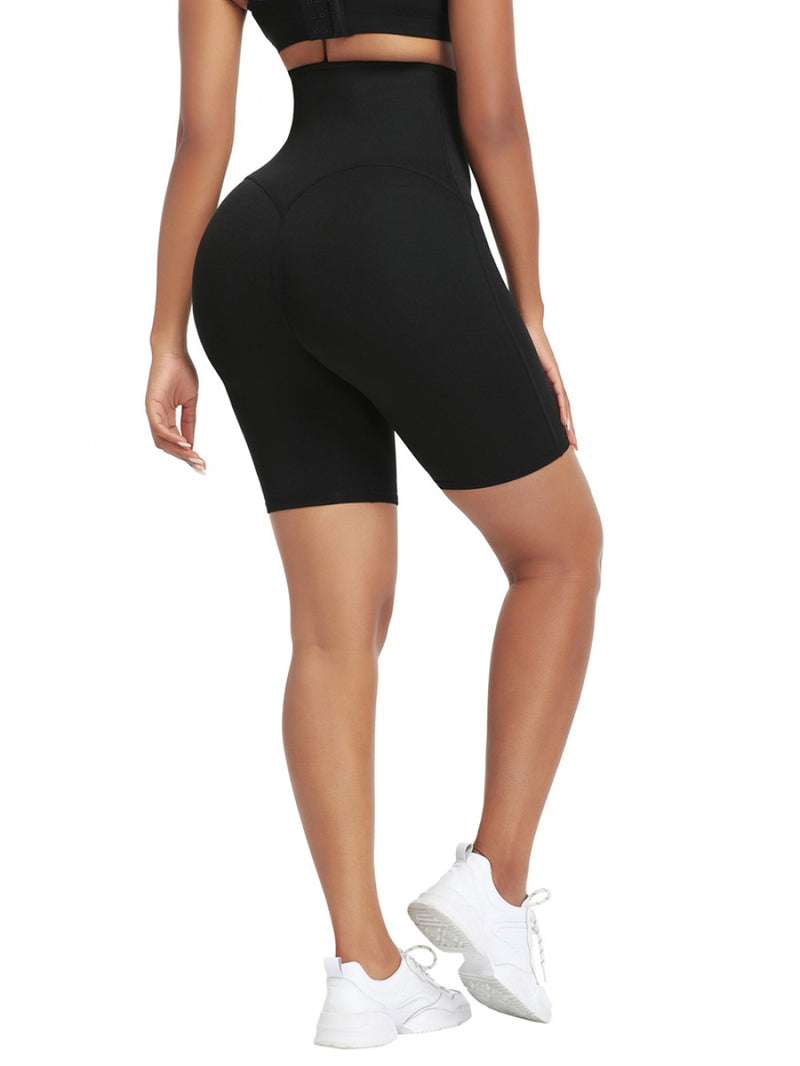 High Rise 3 Rows Hooks Neoprene Waist Trainer Shorts - Sleek_plug