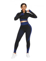 Sports Top Zipper And High Waist Pants For Running - Sleek_plug