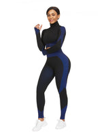 Sports Top Zipper And High Waist Pants For Running - Sleek_plug