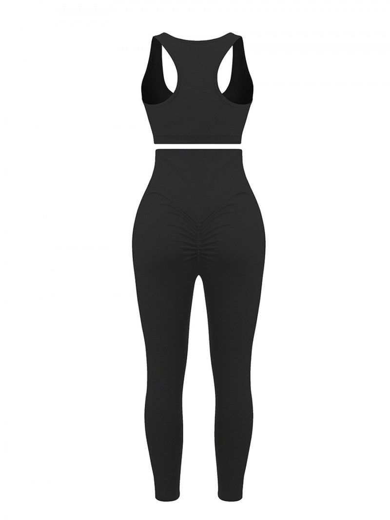 Racerback High Waist Pockets Sports Suit