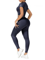 Crew Neck Crop Top High Waist Leggings - Sleek_plug