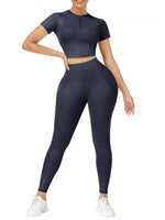 Crew Neck Crop Top High Waist Leggings - Sleek_plug