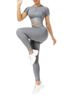 Crew Neck Crop Top High Waist Leggings - Sleek_plug