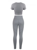 Crew Neck Crop Top High Waist Leggings - Sleek_plug